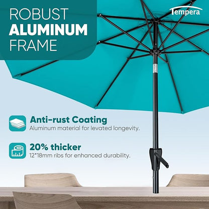 Tempera Patio Market Outdoor Table Umbrella with Push Button Tilt and Crank,Large Sun Umbrella with Sturdy Pole&Fade resistant canopy,Easy to set