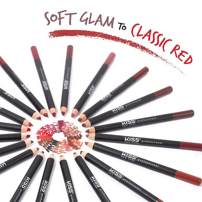 Professional Slim Lip Pencil, Creamy Soft Lip Liner, Smooth Long-Lasting Rich Lip Color, Natural Lip Makeup, Water-Resistant Lip Crayon (Deep Red)
