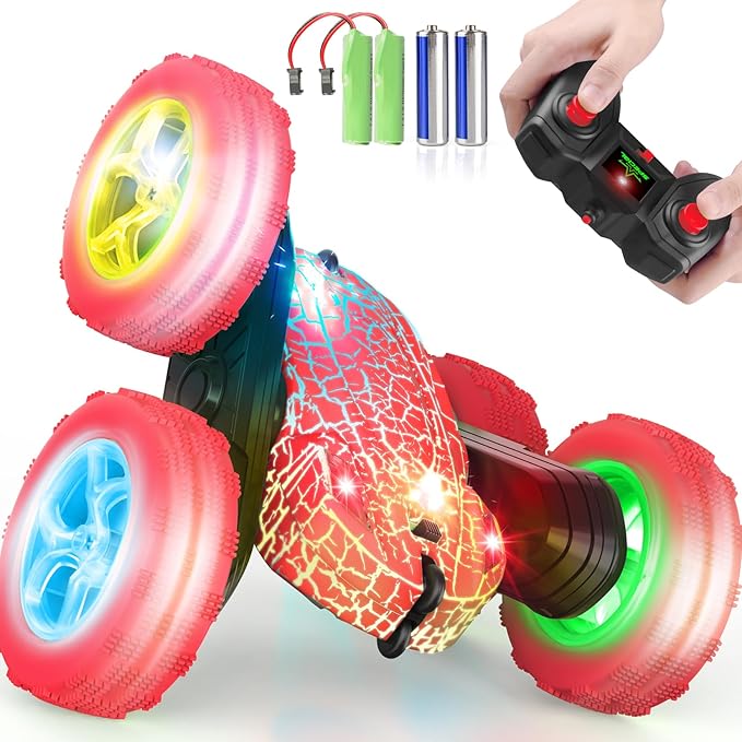 Remote Control Car, RC Cars Toys, 2.4GHz 4WD Fast RC Car Kids Toys Double Sided 360° Rotating Monster Truck Toys for Girls RC Truck Toy Cars for Boys