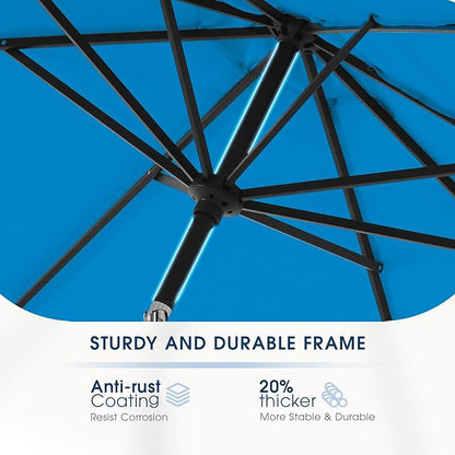 wikiwiki 7.5 FT Patio Umbrellas Outdoor Table Market Umbrella with Push Button Tilt/Crank, 6 Sturdy Ribs, Fade Resistant Waterproof POLYESTER DTY Canopy for Garden, Lawn, Backyard & Pool, Royal Blue