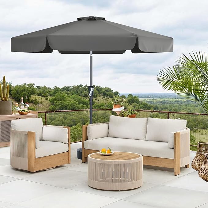 MASTERCANOPY Valance Patio Umbrella for Outdoor Table Market (7.5ft, Dark Gray)