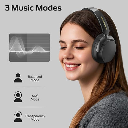 Monster Persona 3rd ANC Active Noise Canceling Headphones, Over Ear Wireless Headphone Bluetooth with Mic, 70 Hours Playtime Bluetooth Headphones, Foldable Lightweight Headphone Comfort Fit, Black