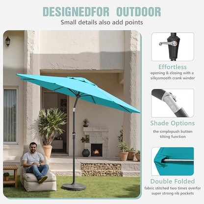 Patio Umbrellas, Pool Umbrella, Outdoor Umbrella with Push Button Tilt/Crank, Deck Umbrellas, Market Umbrela Table for Backyard, Deck, Garden, Pool