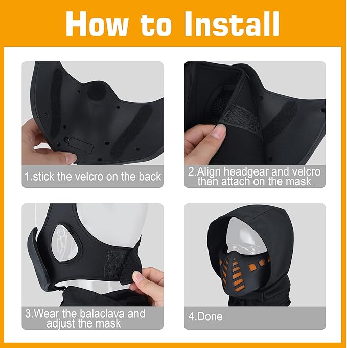 Guayma Halloween Scary Led Mask Light Up Demon Oni Cyberpunk Half Face Masks For Men/Women Costume Cosplay Party