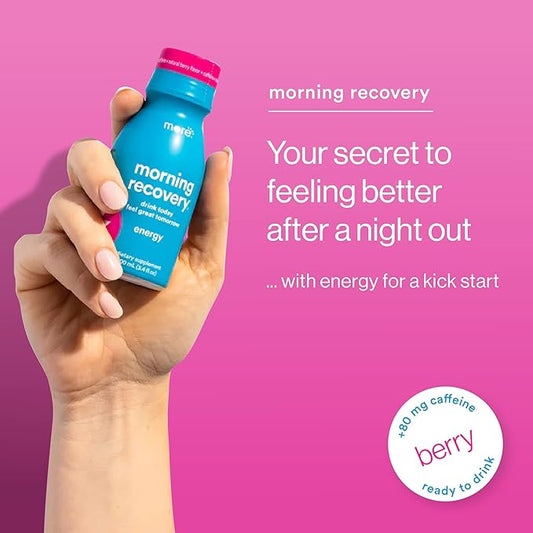 Morning Recovery, Electrolyte with Energy, Milk Thistle Drink Proprietary Formulation to Hydrate While Drinking for Morning Recovery, Highly Soluble Liquid DHM, Berry, Pack of 12
