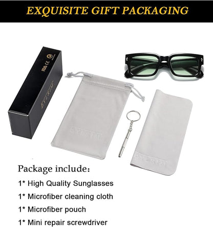 EYLRIM Square Frame Sunglasses for Women Men Trendy Chunky Rectangle Sun Glasses Black Shades UV400 Protection