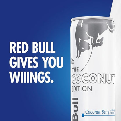 Red Bull Coconut Edition Energy Drink, Coconut Berry, with 80mg Caffeine plus Taurine & B Vitamins, 8.4 Fl Oz, 6 Packs of 4 Cans (Pack of 24)