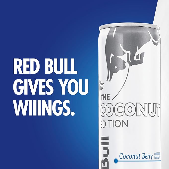 Red Bull Coconut Edition Energy Drink, Coconut Berry, with 80mg Caffeine plus Taurine & B Vitamins, 8.4 Fl Oz, Pack of 24 Cans