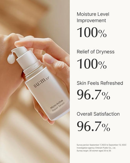 SU:M Secret Essence(1.01 fl oz) + Micro-Active Repair Serum (1.69 fl oz) - Korean skin care, Skin Barrier Repair Hydrating Serum, Deep Hydration, Boost Vitality