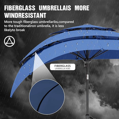Patio Umbrellas, Pool Umbrella, Outdoor Umbrella with Push Button Tilt/Crank, Deck Umbrellas, Market Umbrela Table for Backyard, Deck, Garden, Pool