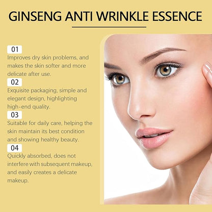 Ginseng Essence Anti Wrinkle Essence,Ginseng Extract Liquid,Anti-Aging Hydrating Water Deep Moisture & Wrinkle Care (2PCS)