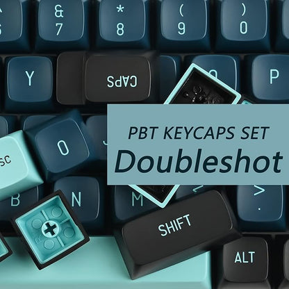 160 Monster Full Key Cap Group, CSA Profile Custom Keycaps PBT Double Shot ANSI Layout Keyboard for Cherry/Gatron MX Switches Mechanical Gaming Keyboards (Monster Blue)