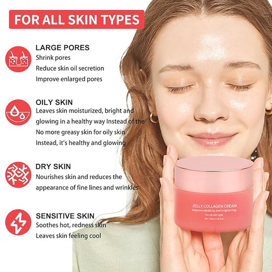 Collagen mask, improves dull skin, restores skin elasticity, 5% Hyaluronic Acid Serum, hydrates and moisturizing, repairs sensitive skin, 2-piece set