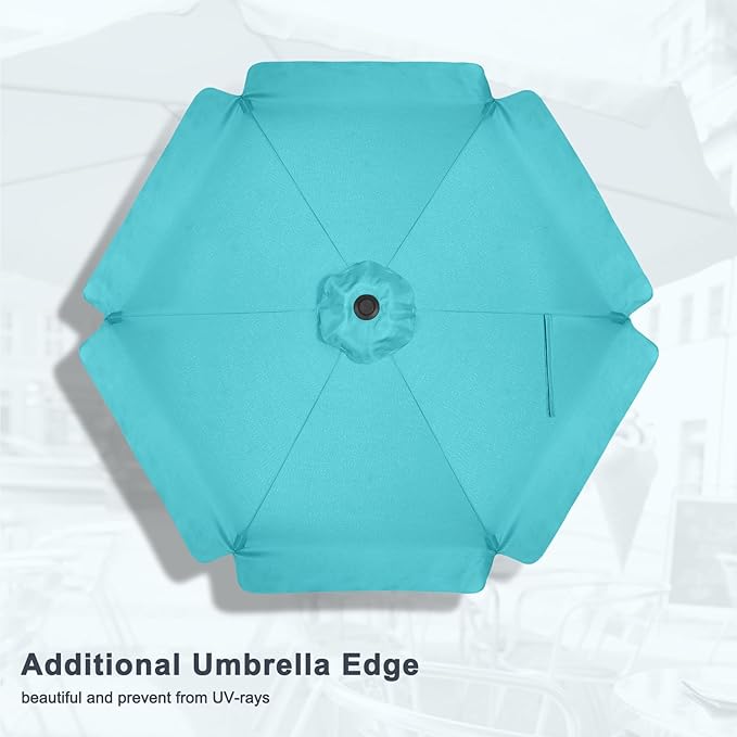 MASTERCANOPY Valance Patio Umbrella for Outdoor Table Market (7.5ft,Turquoise)