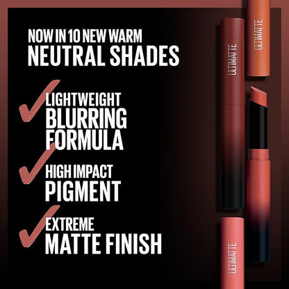 Maybelline Color Sensational Ultimatte Matte Lipstick, Non-Drying, Intense Color Pigment, More Mocha, Mid-Tone Mauve, 1 Count