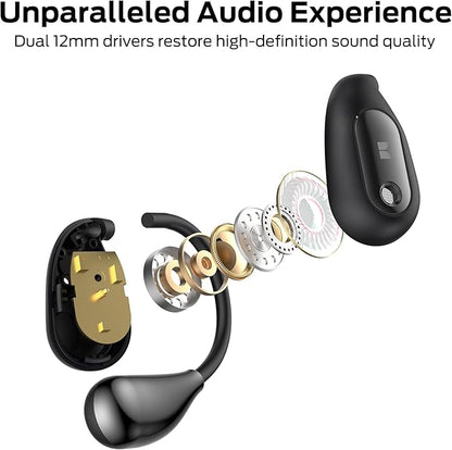 Monster Open Ear AC210 Headphones, Bluetooth 5.4 Earphones Stereo Sound, Wireless Headphones 30 Hours Playback, Type-C Charging, HD Clear Calls, Touch Control, IPX5 Waterproof Open Ear Earbuds,Black