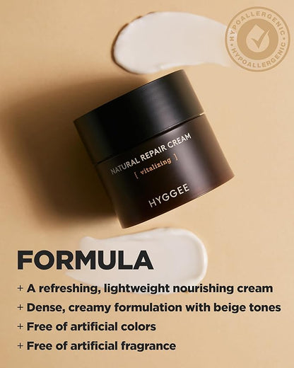 Natural Repair Cream - Vegan Red Ginseng & Peptides Nourishing Moisturizer for Enhanced Elasticity and Vitality - Anti Aging, Firming, Hydrating Face Cream for Rough and Dry Skin, 1.69oz.