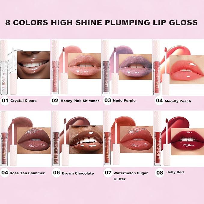 ﻿Rose Tan lip plumper gloss Tinted Glitter Lipgloss Lip Oil Teens Moisturizing Lipstick Lip Balm High Shine And Vegan Plumping Lip Gloss For Women Girls Long-Lasting Dry Lip Care Lip Gloss 05