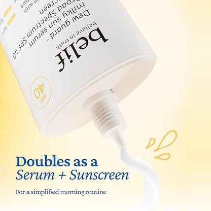 belif Milky Niacinamide Sunscreen SPF 40 – Lightweight & Invisible Sun Serum for Face with 7 Types of Hyaluronic Acid | No White Cast, Non-Comedogenic, Hydrating, Makeup-Gripping Primer (1.69 fl.oz)