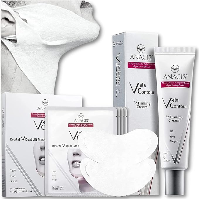 Advanced Neck Cream and Double Mask Works for Neck, Chin, and Jawline - Fine Lines - Neck Wrinkles - Aging for Women and Men. (Cream + Masks)