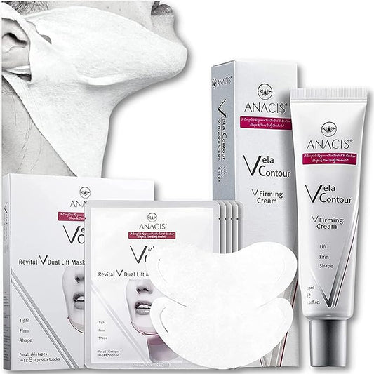 Advanced Neck Cream and Double Mask Works for Neck, Chin, and Jawline - Fine Lines - Neck Wrinkles - Aging for Women and Men. (Cream + Masks)