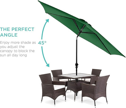 Best Choice Products 10ft Outdoor Steel Polyester Market Patio Umbrella w/Crank, Easy Push Button, Tilt, Table Compatible - Green