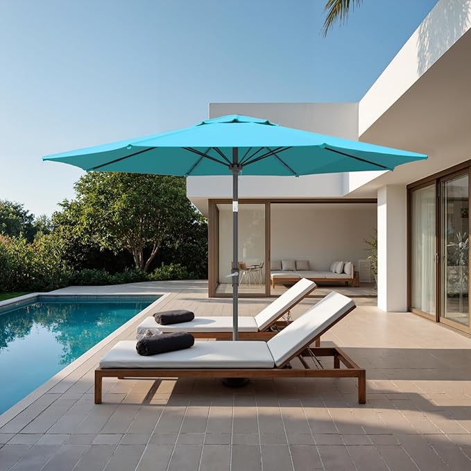 Patio Umbrellas, Pool Umbrella, Outdoor Umbrella with Push Button Tilt/Crank, Deck Umbrellas, Market Umbrela Table for Backyard, Deck, Garden, Pool