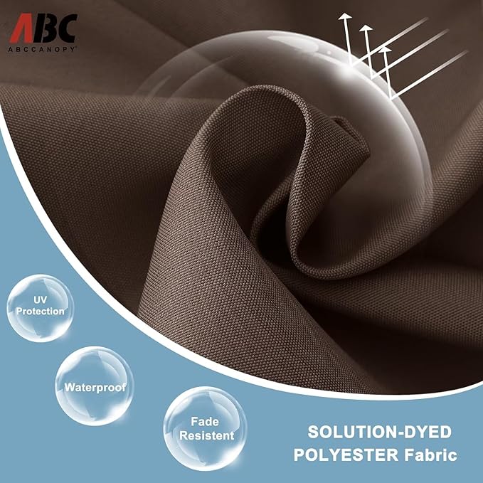 ABCCANOPY Durable Solar Led Patio Umbrellas with 32LED Lights 9FT (Brown)