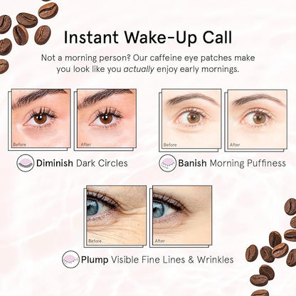 grace & stella Caffeine Under Eye Patches - Awakening Eye Patches for Puffy Eyes and Dark Circles - Under Eye Mask Patches with Niacinamide & Hyaluronic Acid - Vegan, Cruelty-Free (Bronze, 6 Pairs)