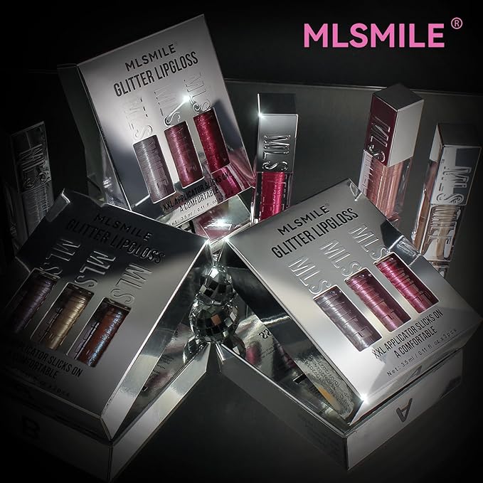3 PCS High Shine Glitter LipGlossey,Diamond Glitter Lip Gloss Long Lasting Moisturizing Lip Gloss Non-sticky Glossy Glitter Liquid Lipstick for Women,girls 0.33fl oz