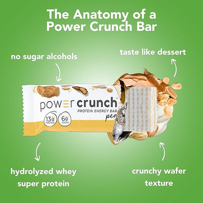 Power Crunch Protein Bars Variety Pack - High Protein, Low Calorie, Low Sugar Snack Bar - Variety Snack Box (Pack of 16) 1.4 oz Bar