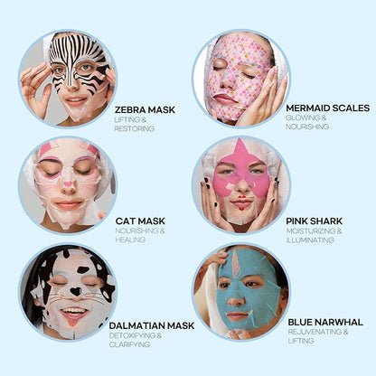 Epielle Animal Character Sheet Masks | Korean Beauty Masks | Assorted 6 Pack | Face Mask, Birthday Party Gift, Girls' Night, Skincare Party | Korean Skincare, Spa Gifts for Women