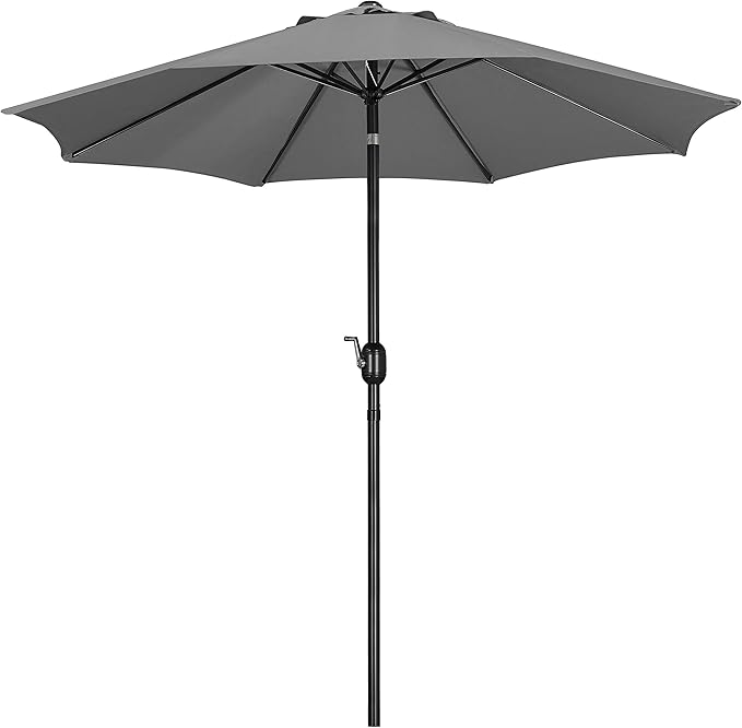Yaheetech 9FT Patio Umbrella Outdoor Umbrella Patio Yard Market Table Umbrella with Push Button Tilt & Crank for Garden/Beach/Lawn/Deck/Backyard/Pool, 8 Ribs, Gray