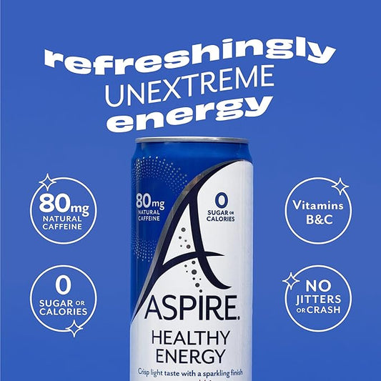 ASPIRE® Mixed Berry, Healthy Energy Drink with Low Caffeine, No Sugar, Carbs, and Keto Friendly, 12 Pack