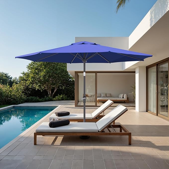 Patio Umbrellas, Pool Umbrella, Outdoor Umbrella with Push Button Tilt/Crank, Deck Umbrellas, Market Umbrela Table for Backyard, Deck, Garden, Pool