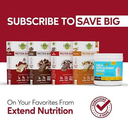 Extend Nutrition 1 Gram Sugar High Protein Bars, Perfect Diabetic Snacks for Adults and Kids, High Protein Bars for Hunger Control & Steady Energy, Low Carb, Keto Friendly, Yogurt and Berry, 12 Count
