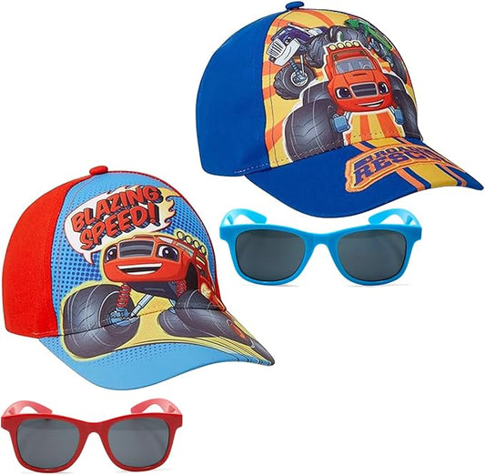 Nickelodeon Boys Blaze & The Monster Machines 2 Pack Cotton Baseball Cap (Ages 2-4) With Sunglasses