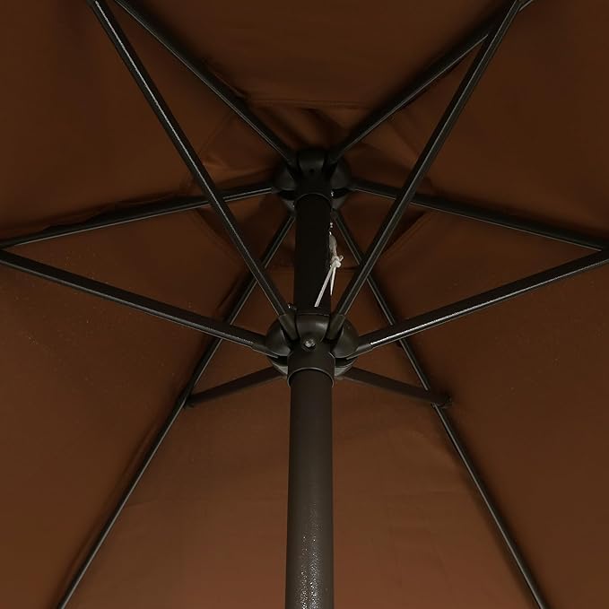 Blissun 7.5 ft Patio Umbrella, Yard Umbrella, Outdoor Market Umbrella with Push Button Tilt Crank, Brown