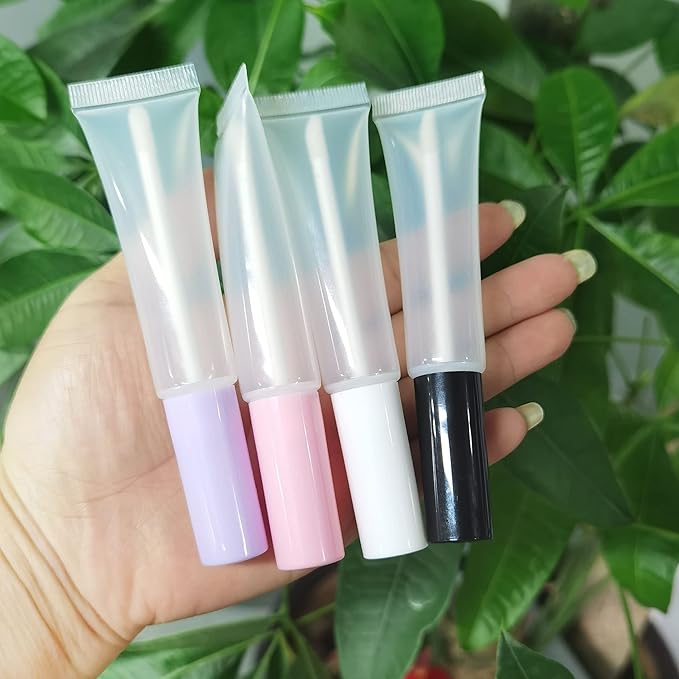 COSIDEA 50 pack Empty Purple 15ml Squeeze lip gloss tubes with wand 0.5oz soft lipgloss container chapstick containers empty tube