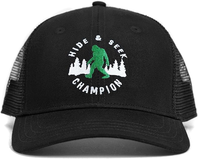 Mesh Bigfoot Hat Leather Cap for Men- Great Snapback Closure Sasquatch Hat for Hunting & Hiking