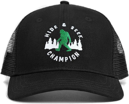 Mesh Bigfoot Hat Leather Cap for Men- Great Snapback Closure Sasquatch Hat for Hunting & Hiking