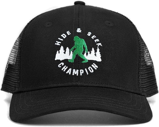 Mesh Bigfoot Hat Leather Cap for Men- Great Snapback Closure Sasquatch Hat for Hunting & Hiking