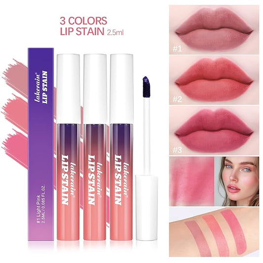 Peel-Off Lip Tint Set - Tattoo Lip Stain Kit, Long-Lasting Matte Finish, Moisturizing Peel-Off Lip Mask, Waterproof & Smudge-Proof, 24H Color Hold (#2 Cool Rose, 1)