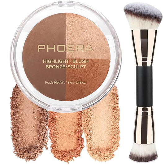 PHOERA Contour Palette,Shades with Highlighter & Bronzer & Makeup (#003)