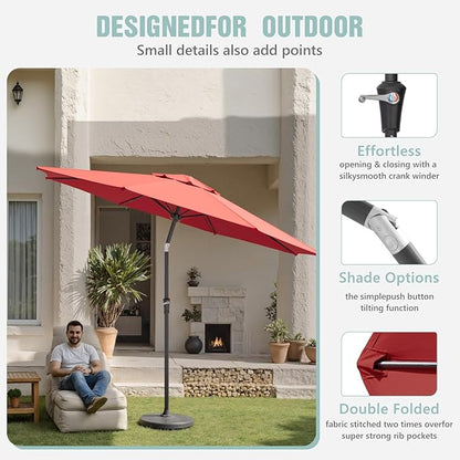 Patio Umbrellas, Pool Umbrella, Outdoor Umbrella with Push Button Tilt/Crank, Deck Umbrellas, Market Umbrela Table for Backyard, Deck, Garden, Pool