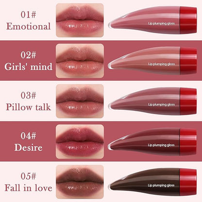 Juicy Lip Plumping Gloss, Pink Tinted Lip Gloss Lip Plumper, Hydrating Moisturizing Lip Tint Stain, Highly Pigmented Shine Glossy Lip Oil, Long-Lasting Lip Gloss For Women Girls Dry Lip Care-01#