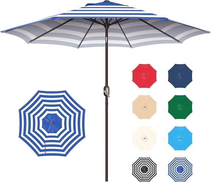 7.5Ft/9Ft Patio Umbrella, UV Protect Pool Umbrella with Heavy Duty Pole,Outdoor Umbrella with Push Botton Tilt & Crank