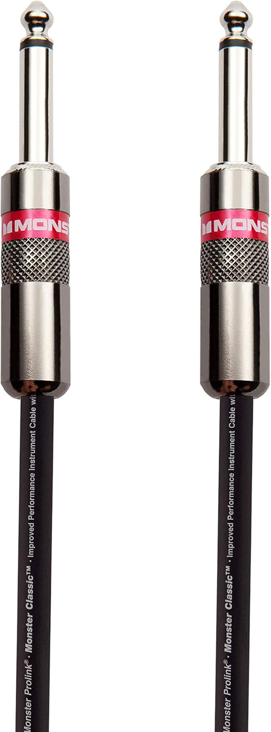 Monster Prolink Classic Instrument Guitar Cable - 6 ft Straight to Straight Instrument Cable. All Metal & Duraflex Outer Jacket. 90% Copper Braided Shield Monster Instrument Cable