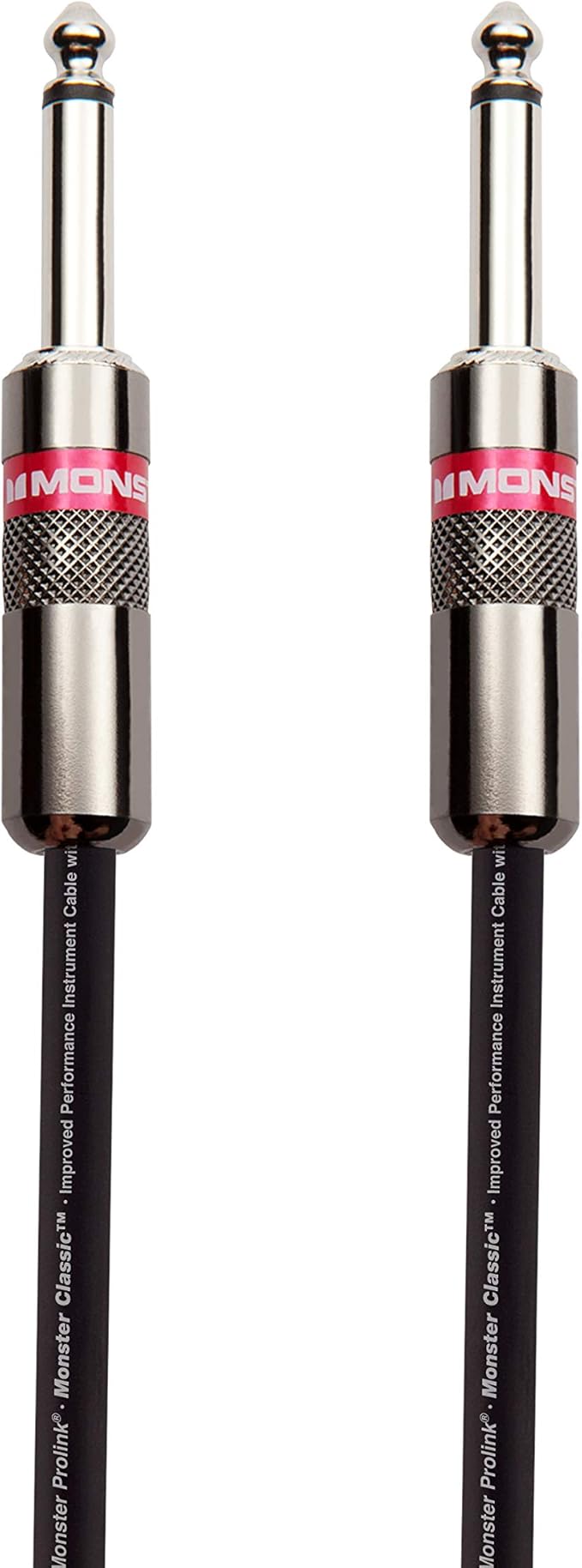 Monster Prolink Classic Instrument Guitar Cable - 12 ft Straight to Straight Instrument Cable. All Metal & Duraflex Outer Jacket. 90% Copper Braided Shield Monster Instrument Cable