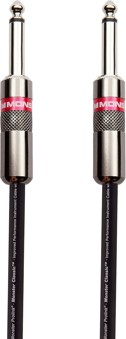 Monster Prolink Classic Instrument Guitar Cable - 12 ft Straight to Straight Instrument Cable. All Metal & Duraflex Outer Jacket. 90% Copper Braided Shield Monster Instrument Cable